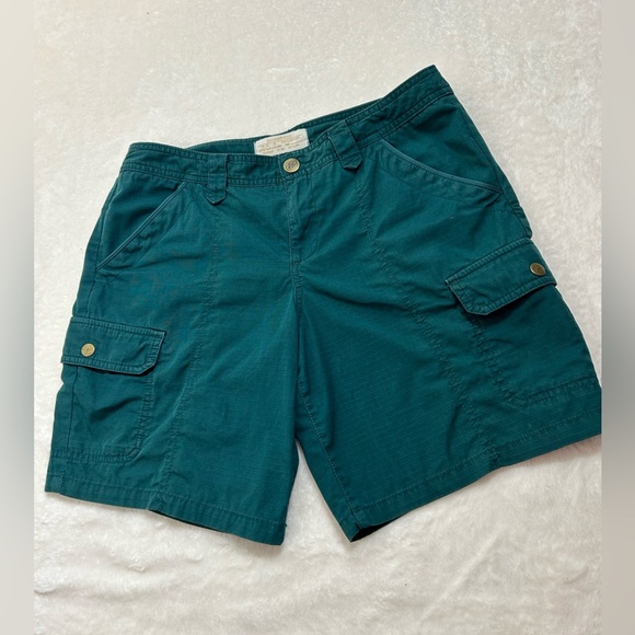 Eddie Bauer Teal Women's Ripstop Drawstring Cargo 100% Cotton Shorts Size 4 - Picture 1 of 9